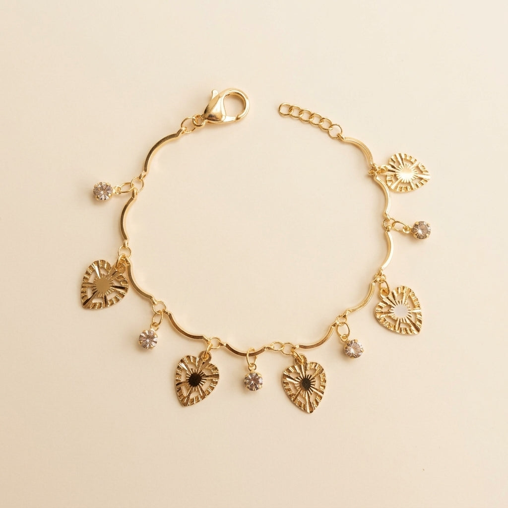 PULSERA DELGADA CON CORAZONES COLGANTE