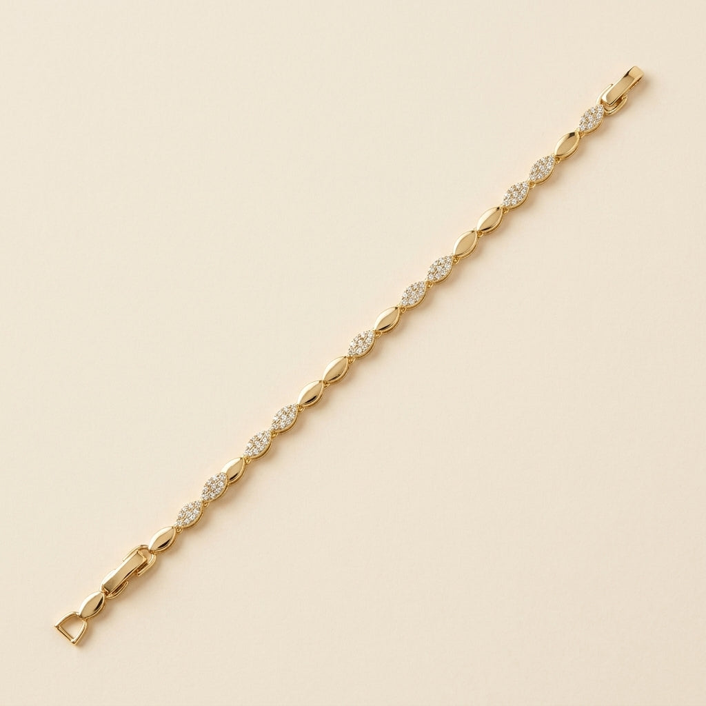 PULSERA ESLABONES MARQUISE CON CIRCONES PAVE
