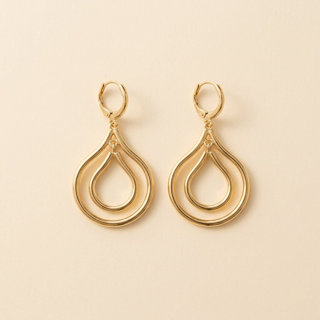 AROS COLGANTES DORADOS DOBLE GOTA ABIERTA