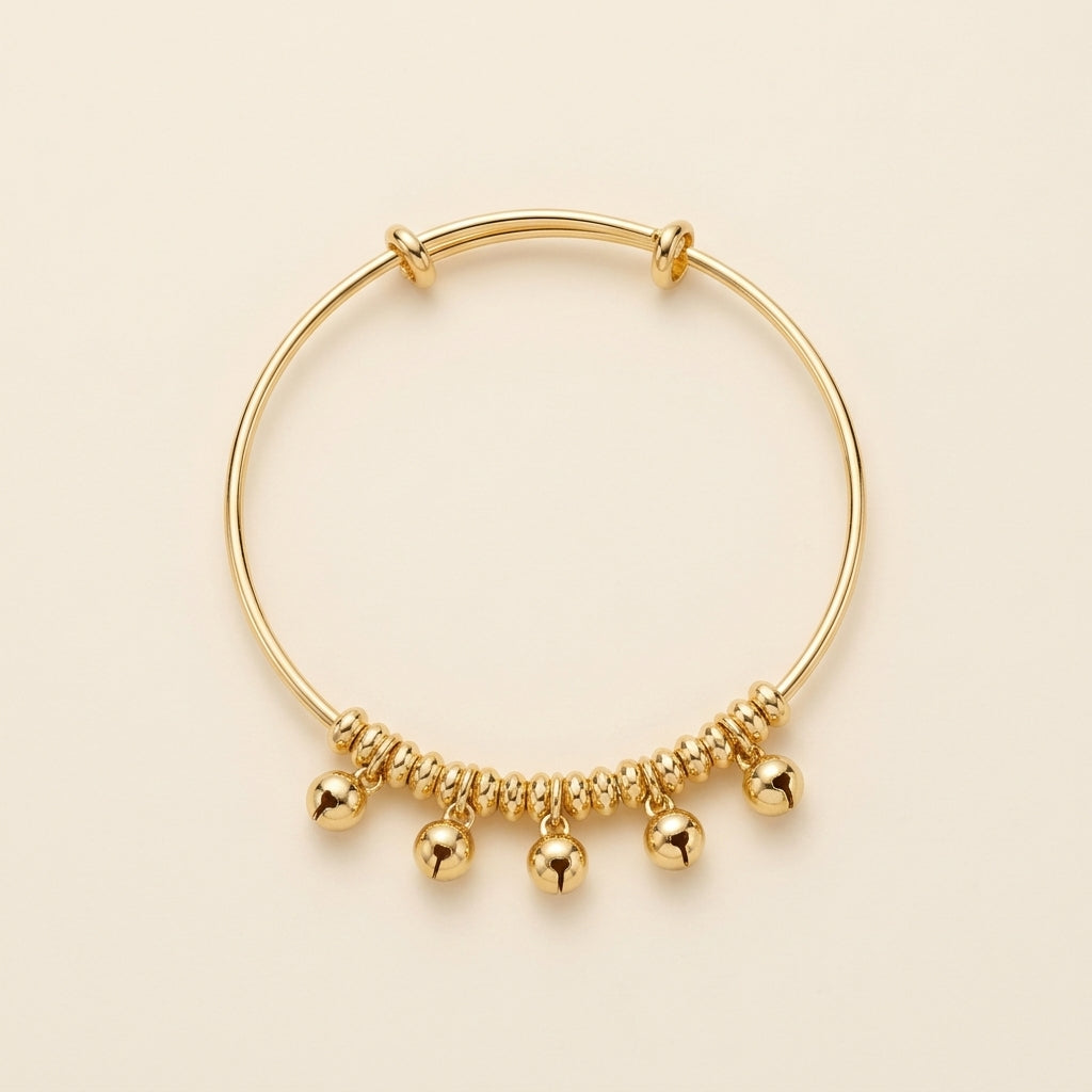 PULSERA RIGIDA CON PELOTITAS COLGANTES