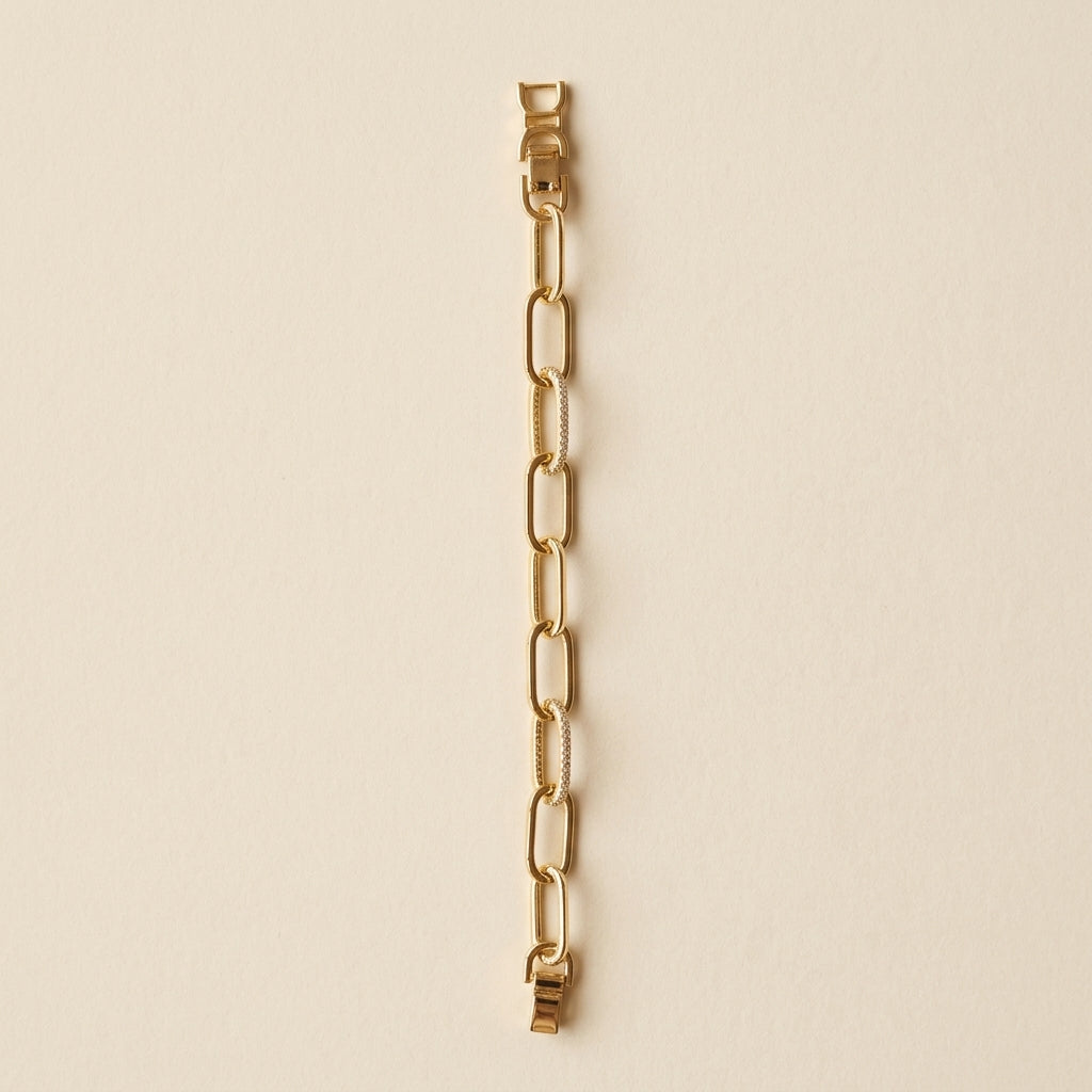 PULSERA ESLABONES PAPERCLIP CON DETALLE PAVE