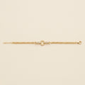 PULSERA CUBANA FINA CON CIRCULO DORADO Y CONECTORES PAVÉ
